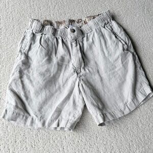 28 Palms Linen Shorts Mens 28 Grey Excellent Elastic Waist Drawstring Summer